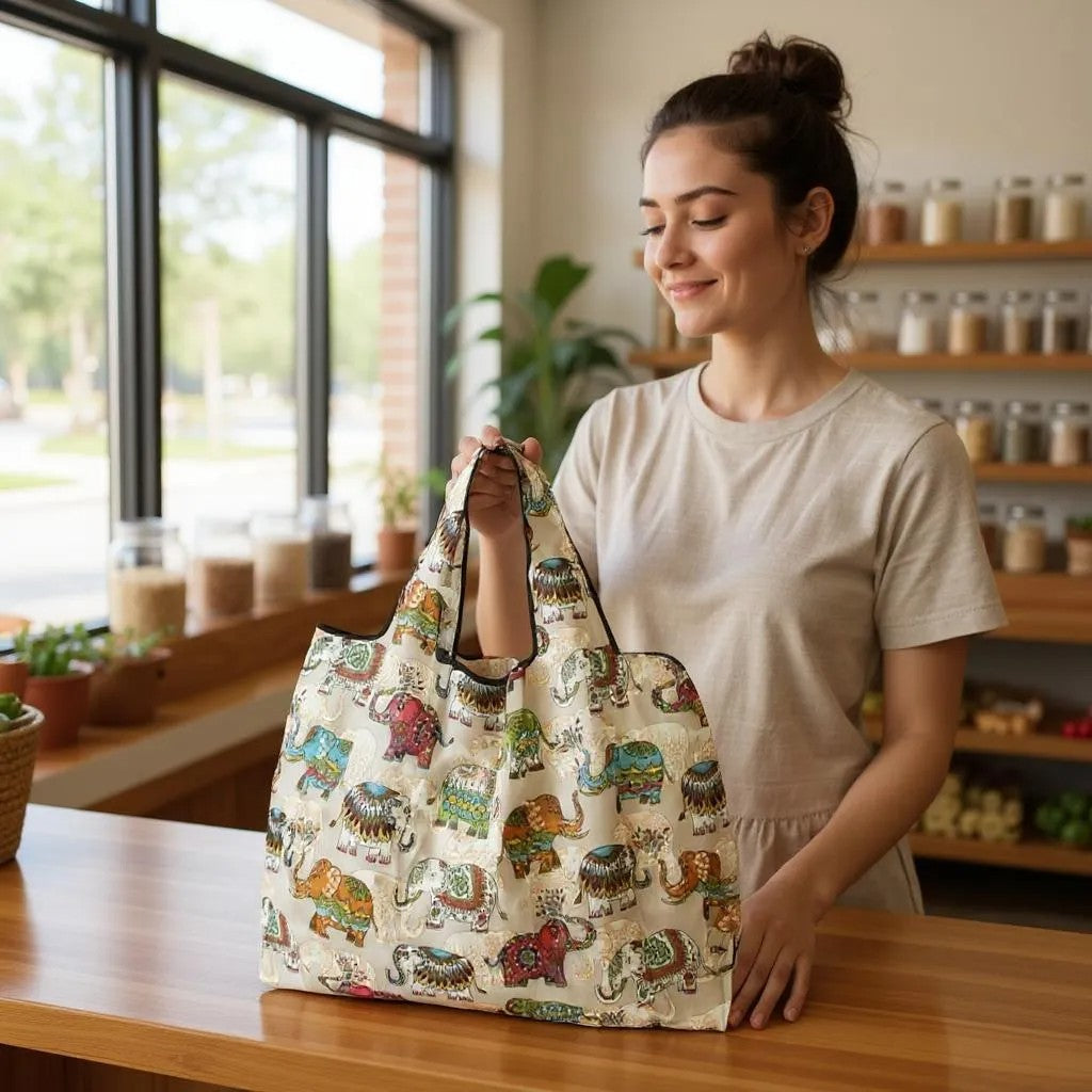 Shopper Bag - Beige Elephant - Oversized Everyday Tote