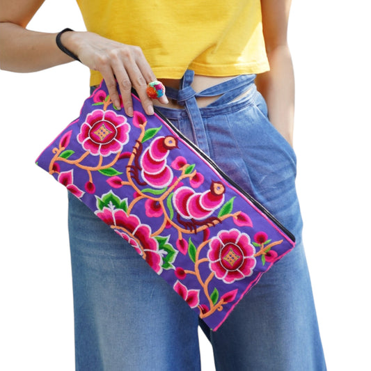 Oversized Clutch - Periwinkle/Pink