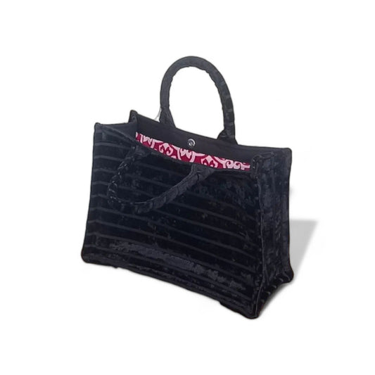 Book Tote Bag - Black Chenille
